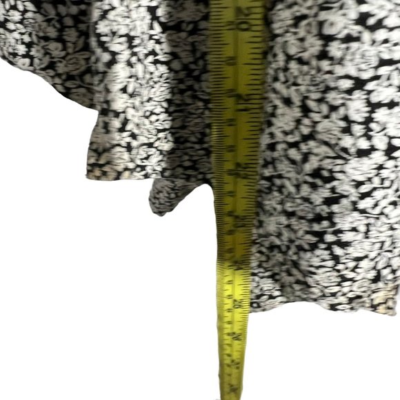 Vintage 90 Black White Micro Floral Short Sleeve Mid Tie Wide Leg Jumpsuit Small - Picture 9 of 10